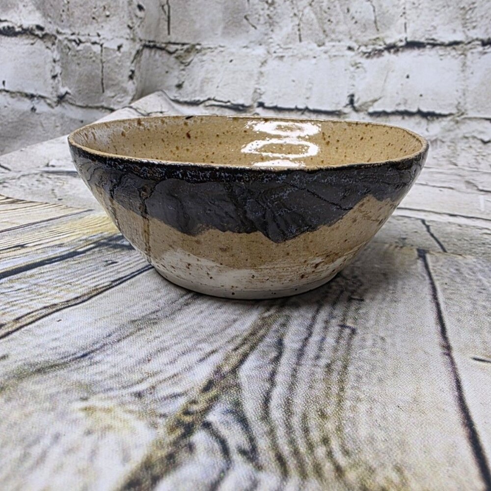 Vintage Small Brown Splatter Studio Art Pottery Bowl By SUN Appx 4.5 x 2 Inches